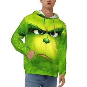 Grinch 3D printed pullover hoodie with kangaroo pockets.
